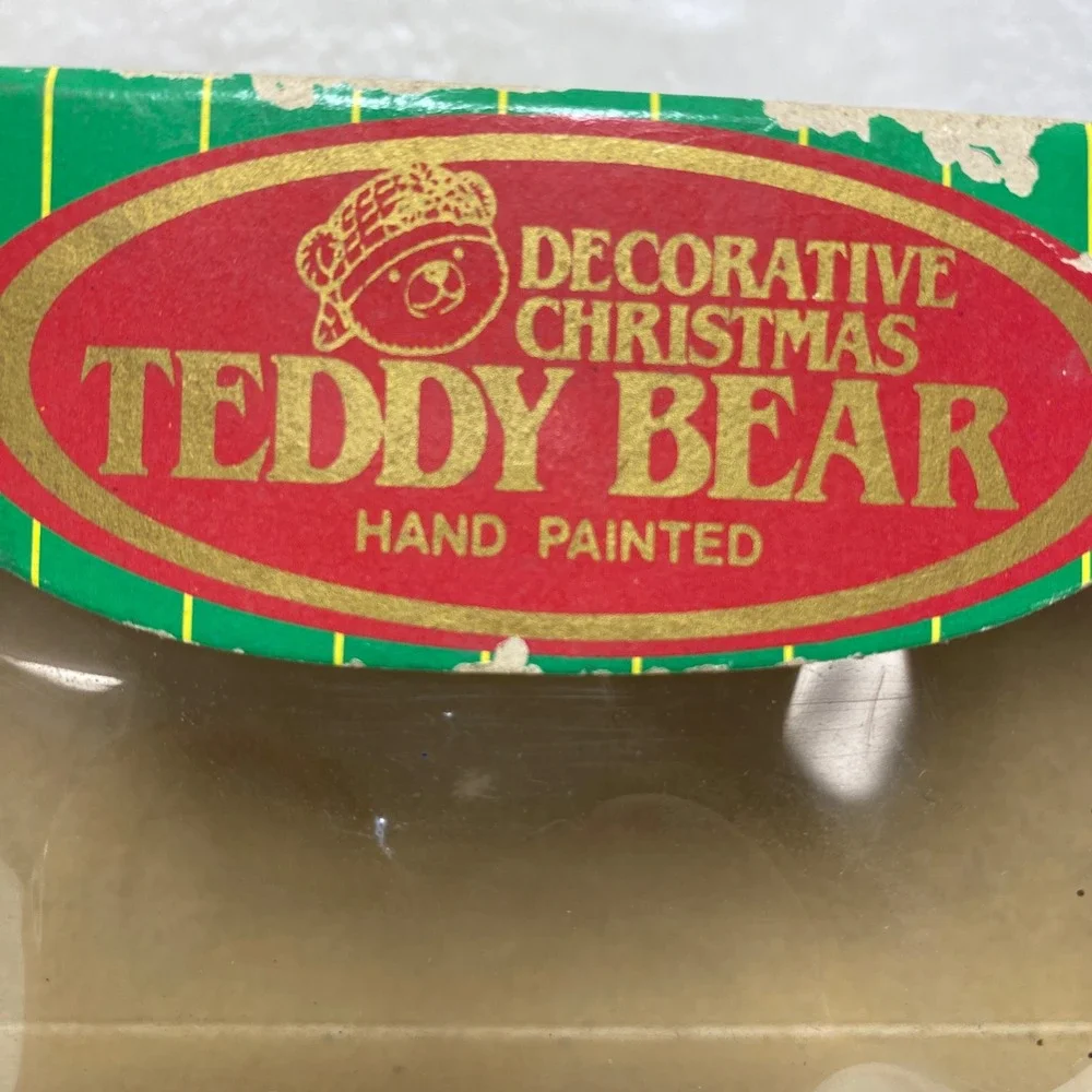 VTG Dept 56 Set of 4 Christmas Teddy Bear Hand Painted Ornaments Santa‎
